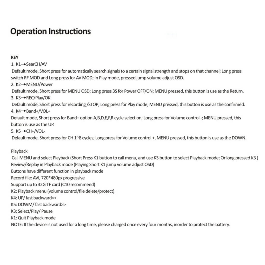 LS-008D 4.3 inch 800 x 480 Pixel Display 5.8GHz 40CH FPV Goggles, Support TF Card & DVR