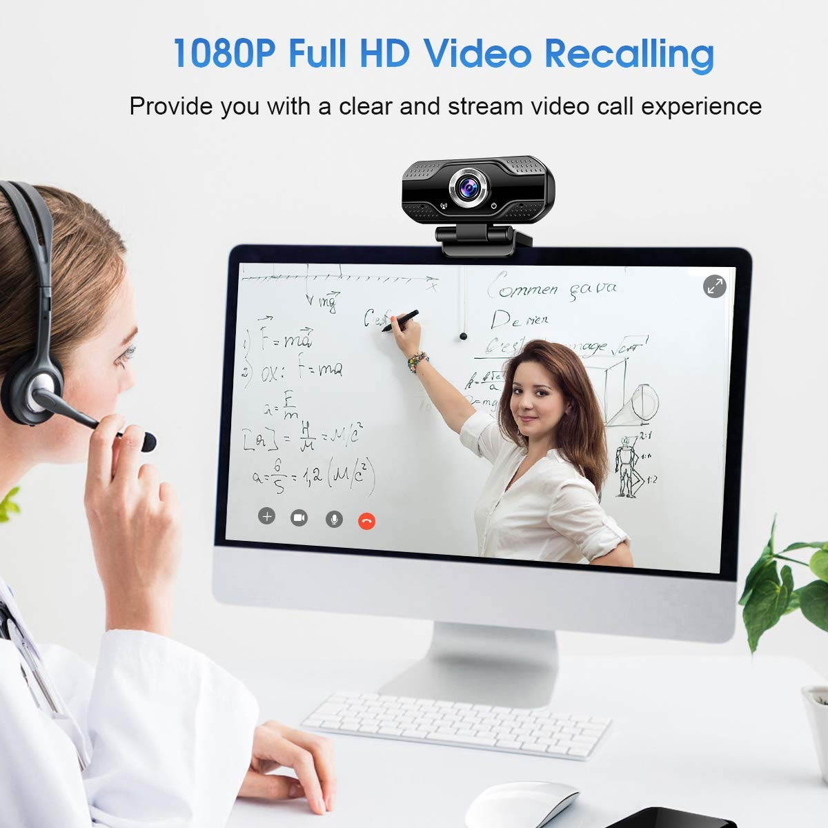 Video Calling Recording Conferencing Live Class Webcam,1080P Full HD Webcam USB Desktop & Laptop Webcam Live Streaming Webcam with Microphone Widescreen HD Video Webcam