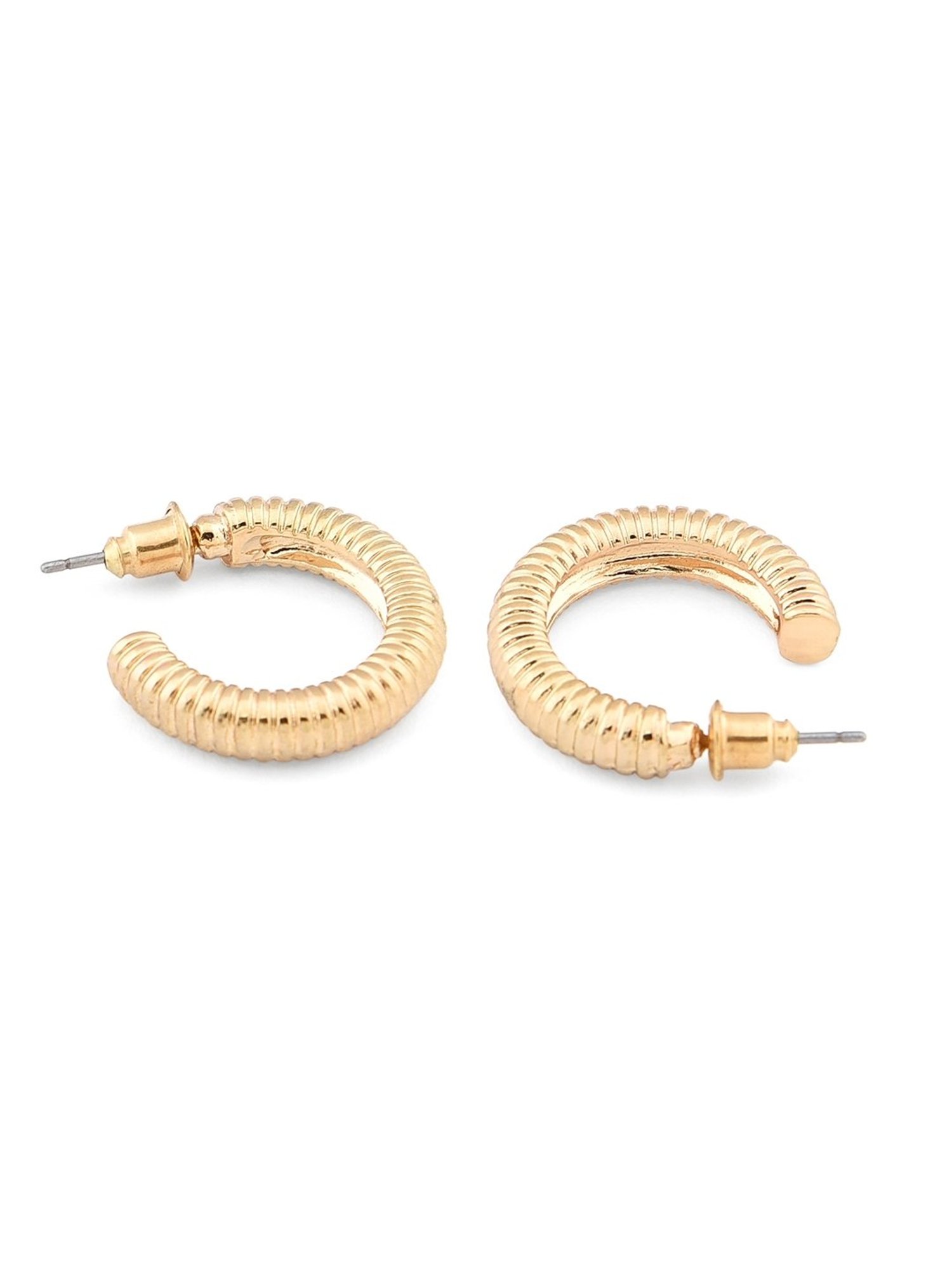 Lilly & Sparkle Gold-Toned Textured Hoop Earrings