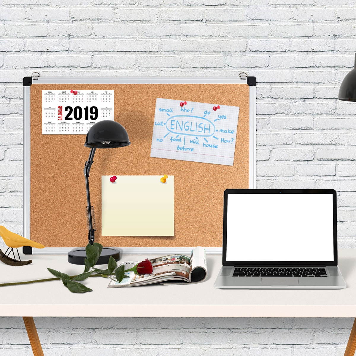 Costway 3 Pack Cork Bulletin Board 24'' x 18'' Wall Mounted Notice Board w/Aluminium Frame