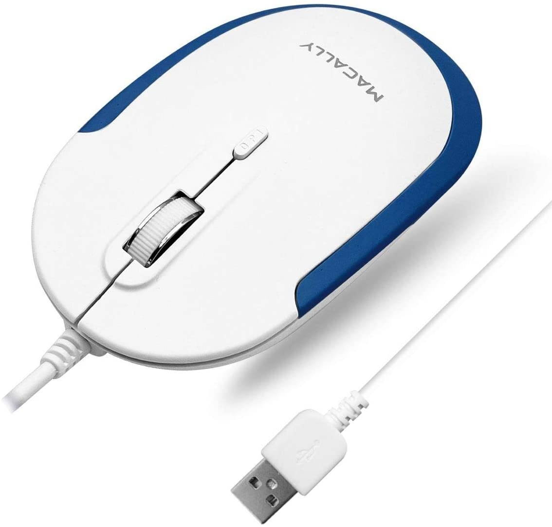 Macally Ultra Slim Wired Computer, and a Navy Blue Silent Mouse, Perfect Pair for Your Mac