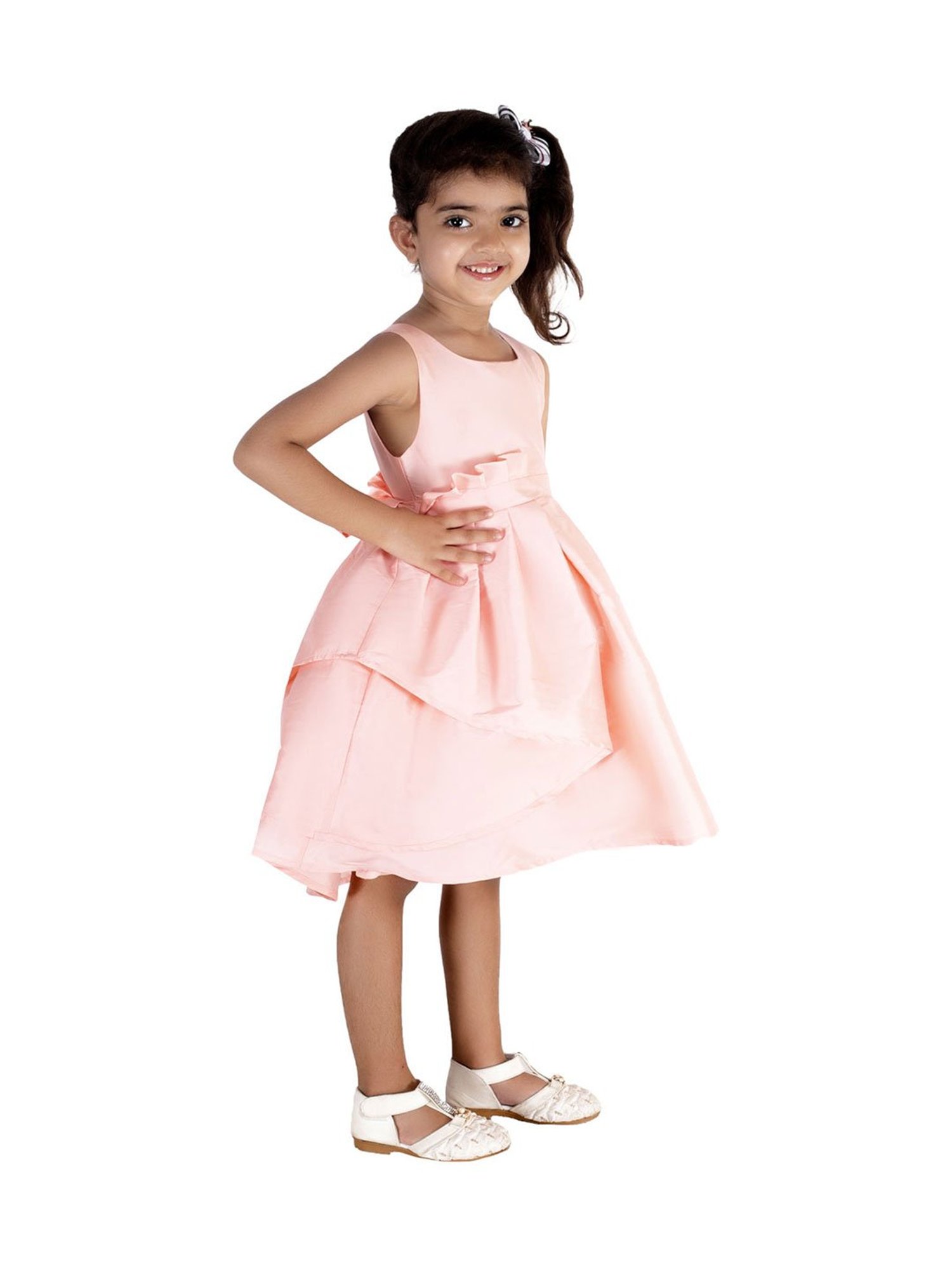 KidsDew Kids Peach Solid Dress