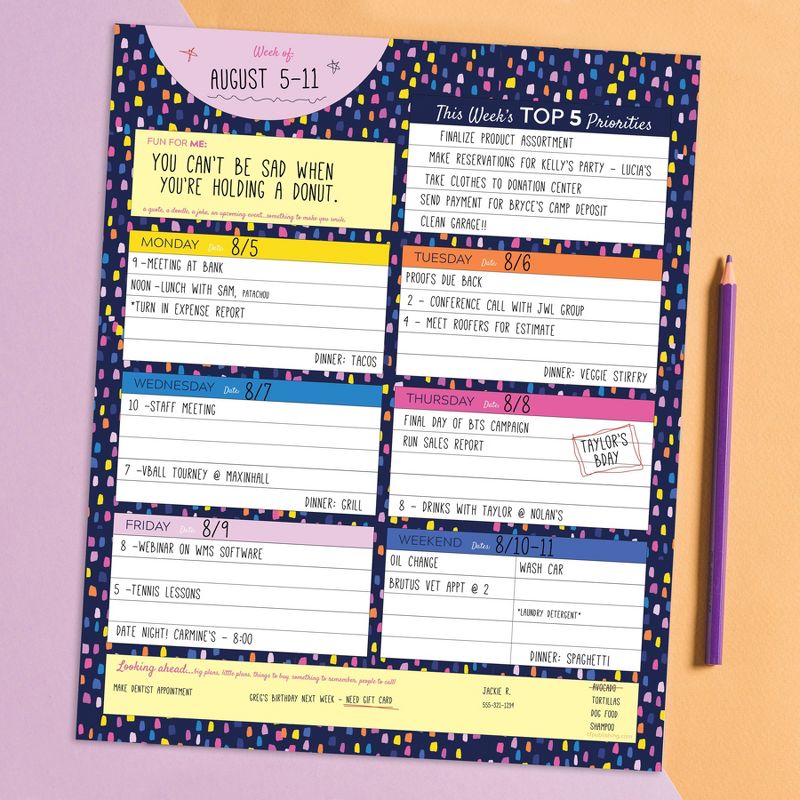 Undated Planner 9" x 12" Bright Weekly Large Task Pad - TF Publishing