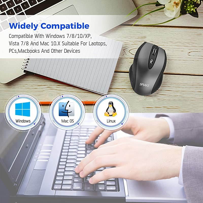 Wireless Mouse 24Ghz Wireless Optical Mouse with Nano USB Receiver4 Buttons 3 Adjustable DPI Level 100015002000 MS0808 Blue