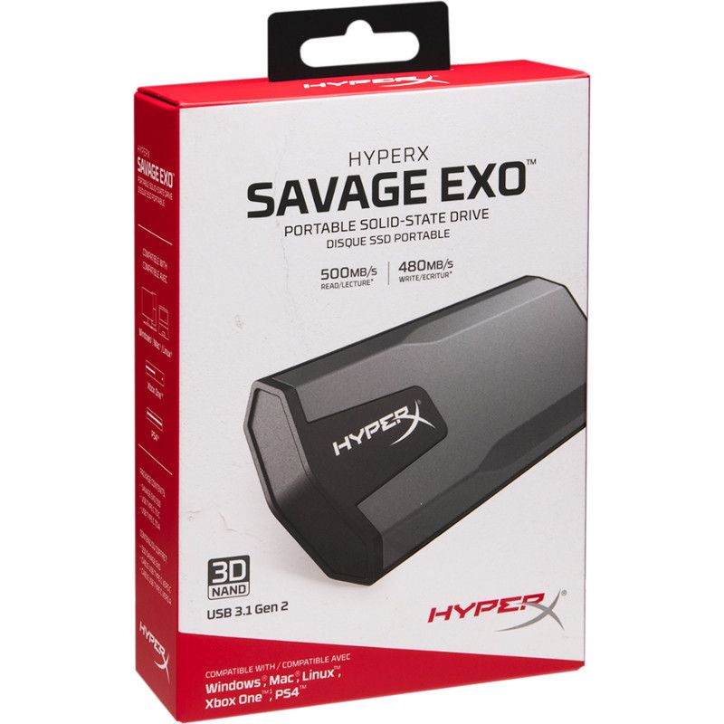 Kingston HyperX SAVAGE EXO 480 GB Portable Solid State Drive - External - USB 3.1 Type C - 500 MB/s Maximum Read Transfer Rate - 3 Year Warranty