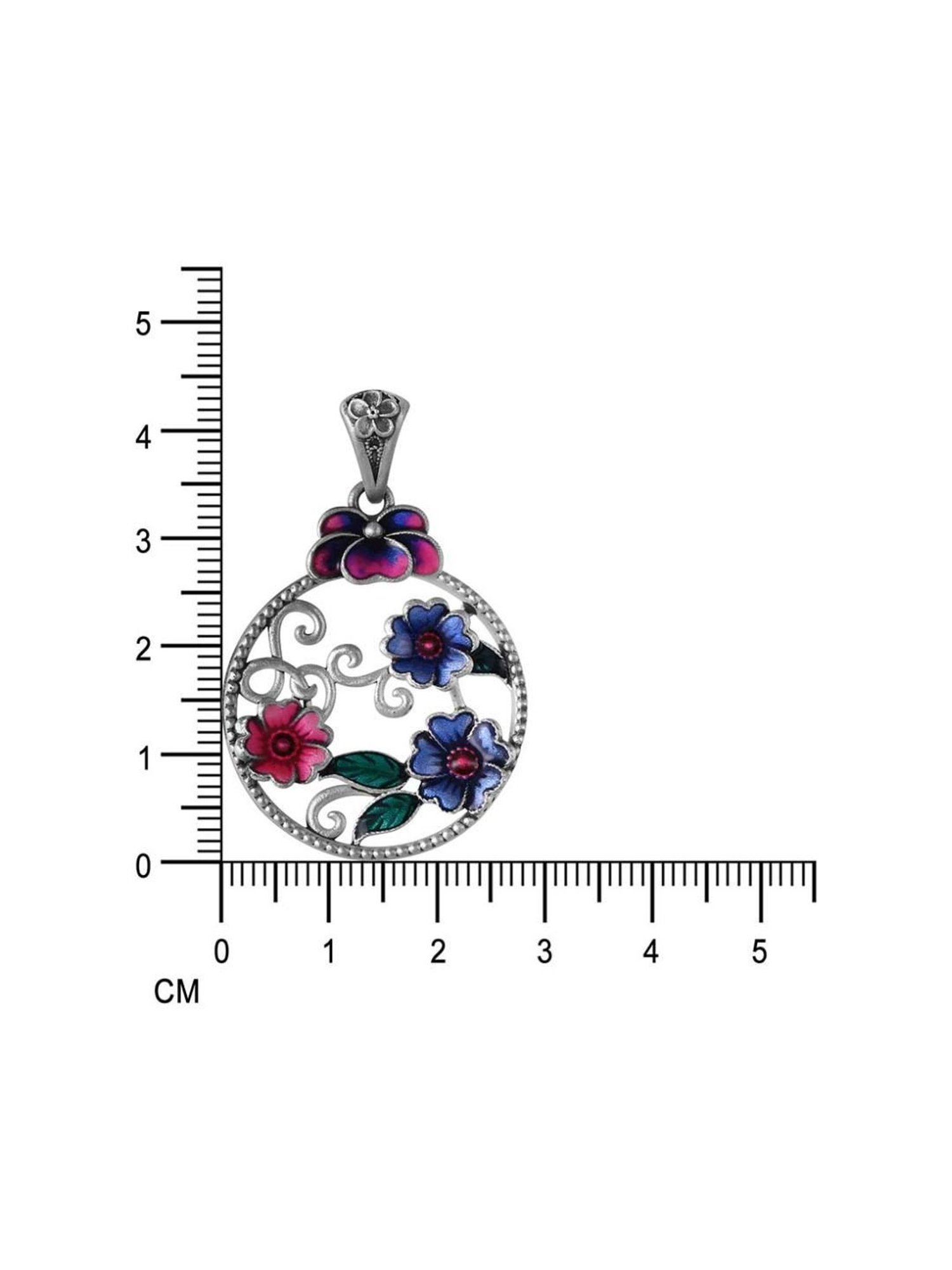 Rihi by P.C. Chandra Jewellers 925 Silver Colorful Meenakari Flower Pendant for Women & Girls