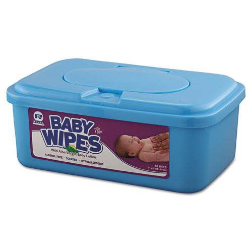 Royal Baby Wipes Tub White 80/Tub 12/Carton RPBWU80