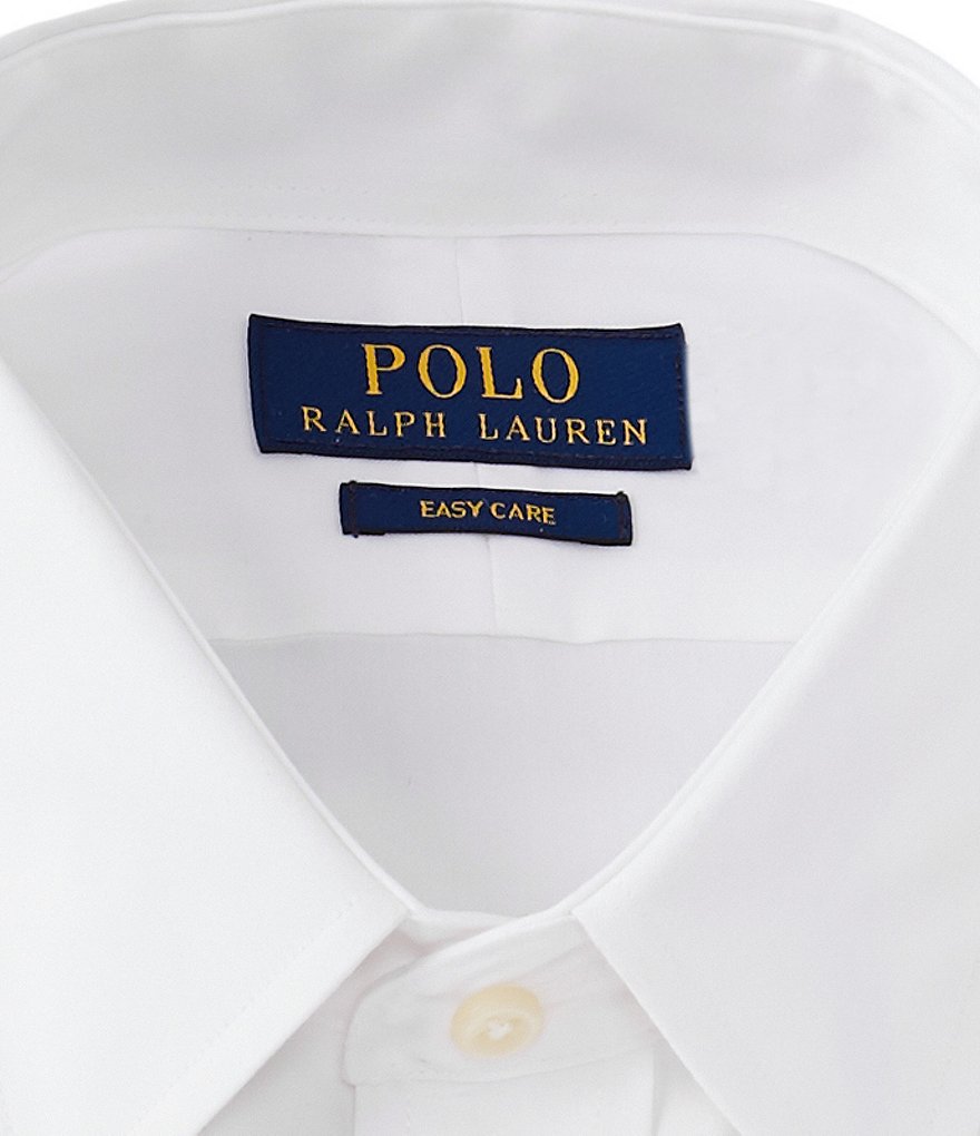 Gold Label Roundtree & Yorke Solid Non-Iron Fitted Point-Collar Dress Shirt with French Cuffs