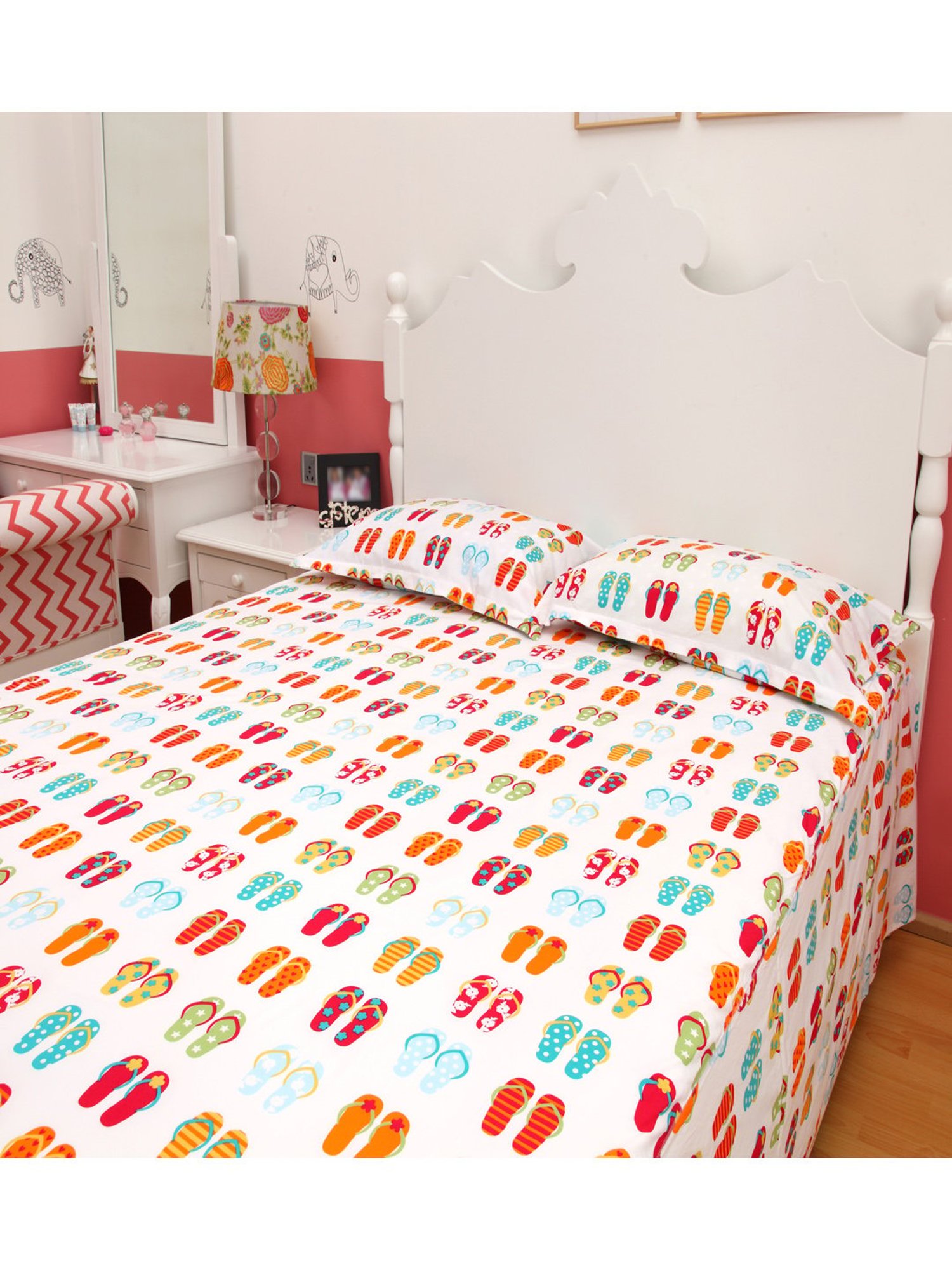 Nigh Nigh Flipflops Multicolor Cotton 300 TC Kids Bed Linen Set