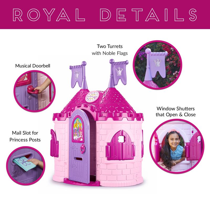 ECR4Kids Junior Princess Palace Playhouse, Pink Castle Play House  Indoor or Outdoor Play