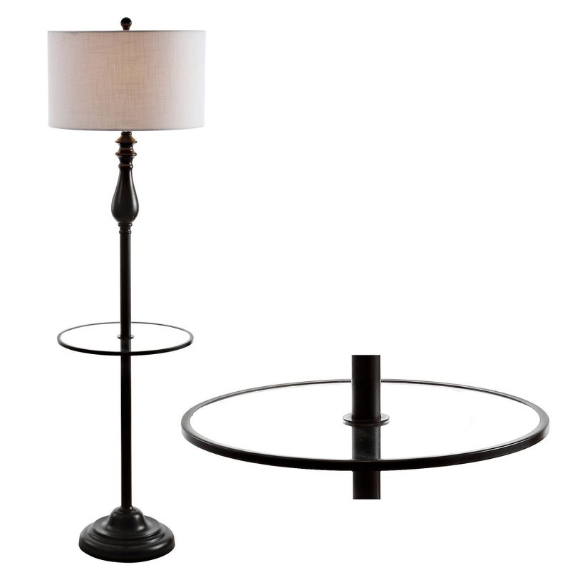 60" Metal Laine Side Table and Floor Lamp (Includes LED Light Bulb) Black - JONATHAN Y
