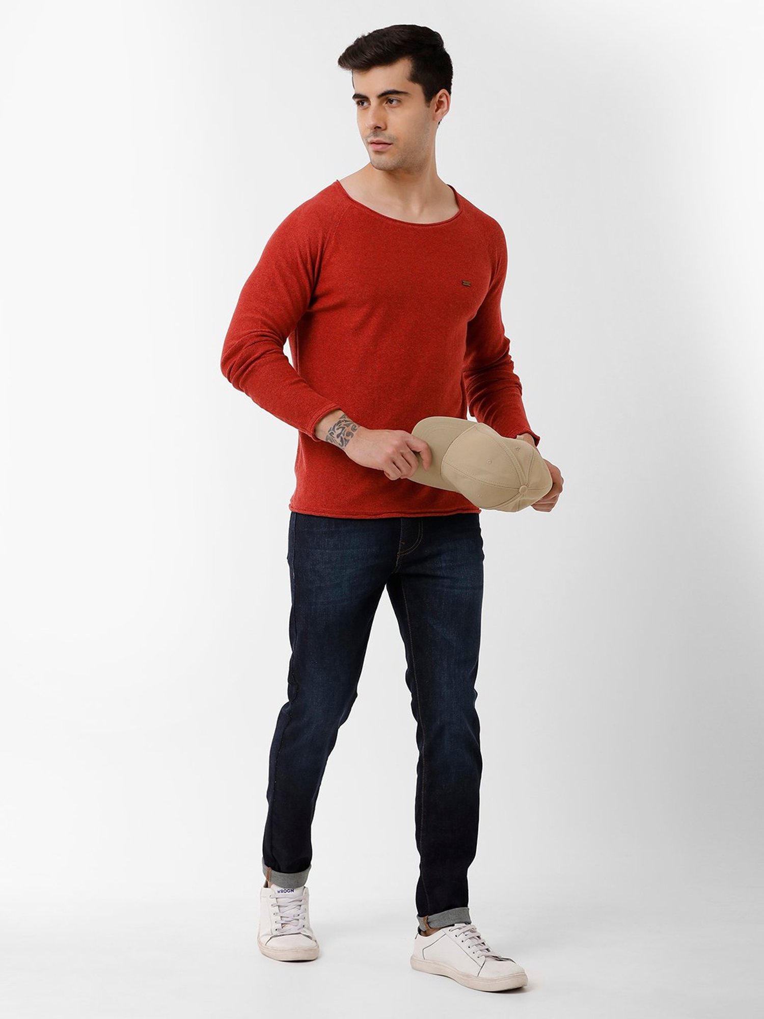 Identiti Red Slim Fit Pullover