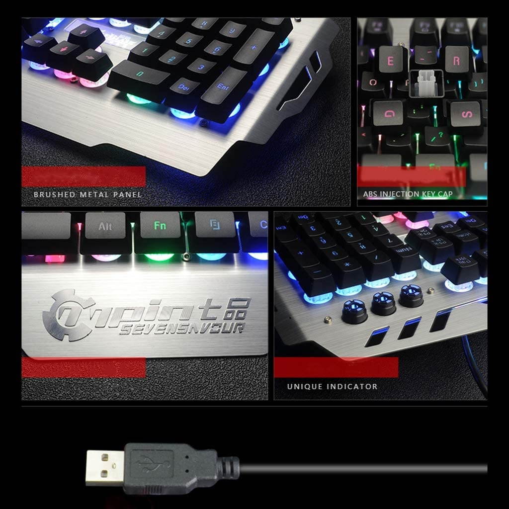 MagiDeal Wired Colorful Gaming Keyboard W/Phone Stand Holder Desktop Anti-ghosting