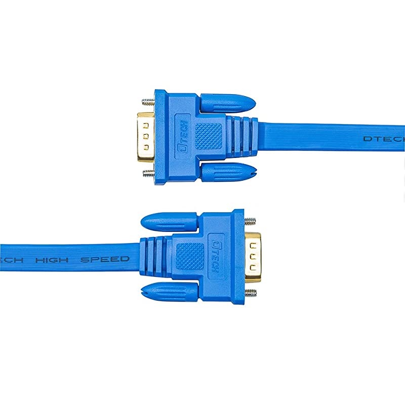 Ultra Slim Flat Computer Monitor VGA Cable 15 Feet Male to Male Connector Wire Blue 5m