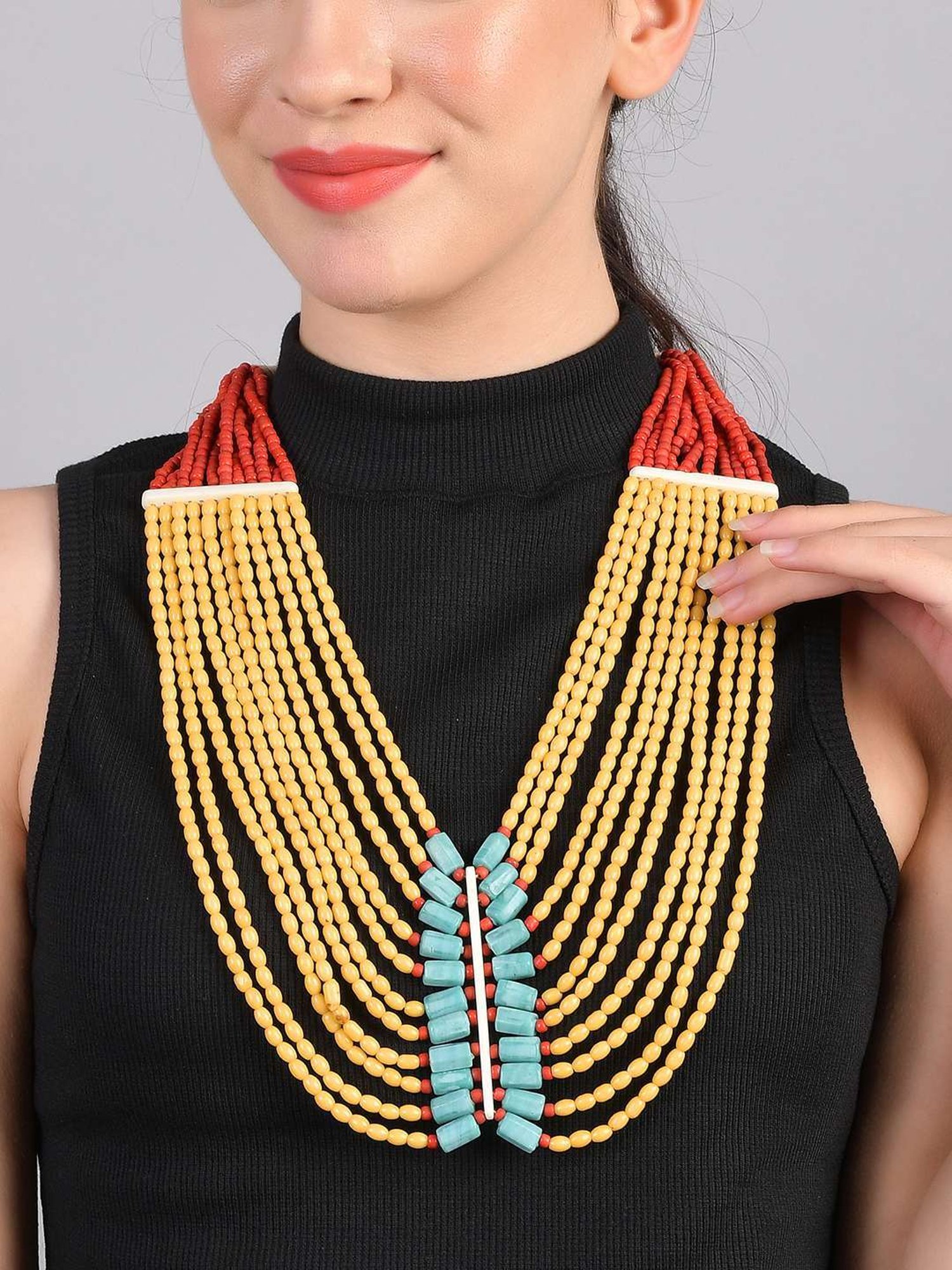 Imli Street Multicolor Vintage Naga Beaded Tribal Necklace