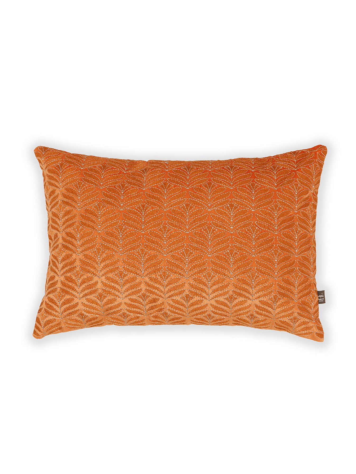 Pure Home and Living Orange Velvet Embroidery Cushion Cover