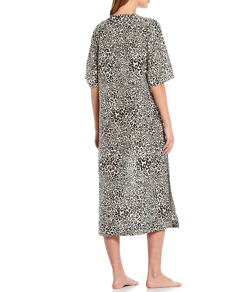 Kate Landry Animal Print Woven Dobby Caftan