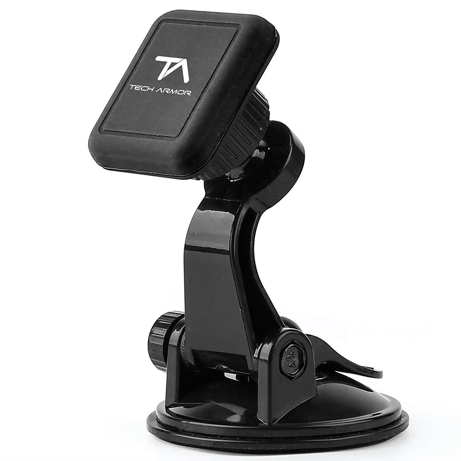 Tech Armor Universal Magnetic Car Mount, Windshield Suction Cup, for iPhone, Galaxy, Google, LG and more - Black