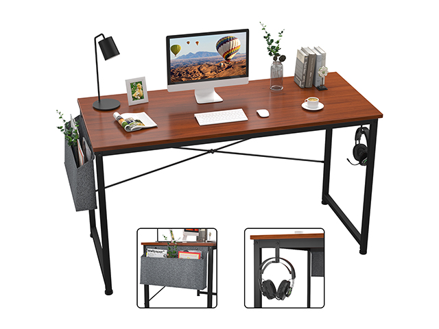 Computer Desk 47 inch Home Office Writing Study Desk, Modern Simple Style Laptop Table with Storage Bag,Rustic Black,GT104
