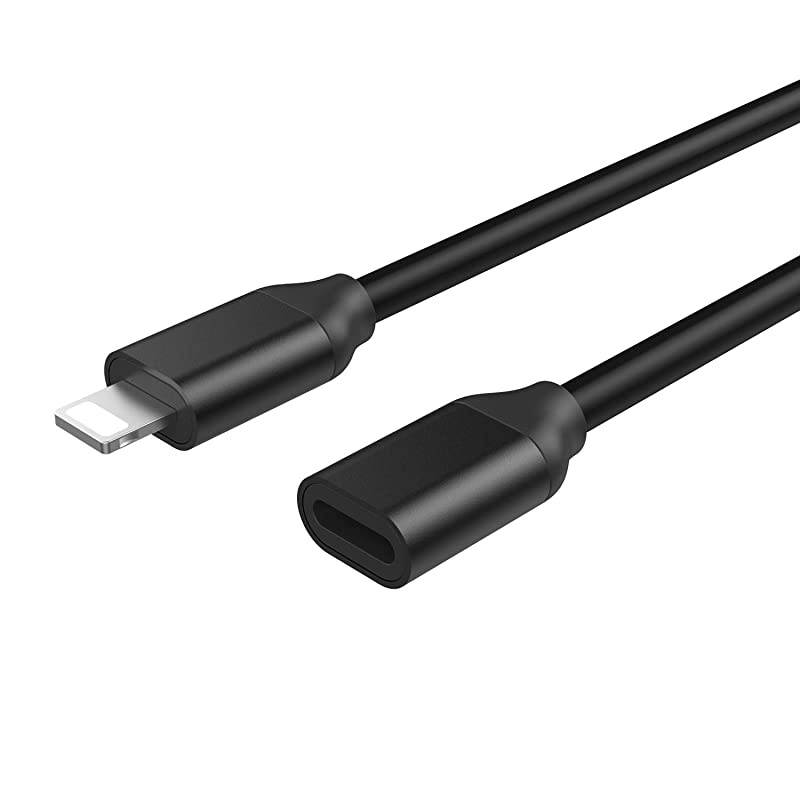 Extender Cable Connector Pass Audio Video Music Photo Data and Power Charge. 1PCS Male to Female Extension Cord Made of All Black PVC &Aluminum. (6.6 Feet / 2M)