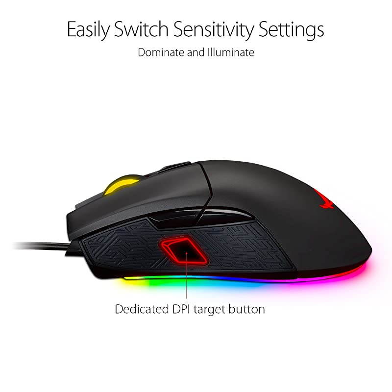 ROG Gladius II Aura Sync USB Wired Optical Ergonomic Gaming Mouse with DPI Target Button 12000 DPI ROG Gladius II