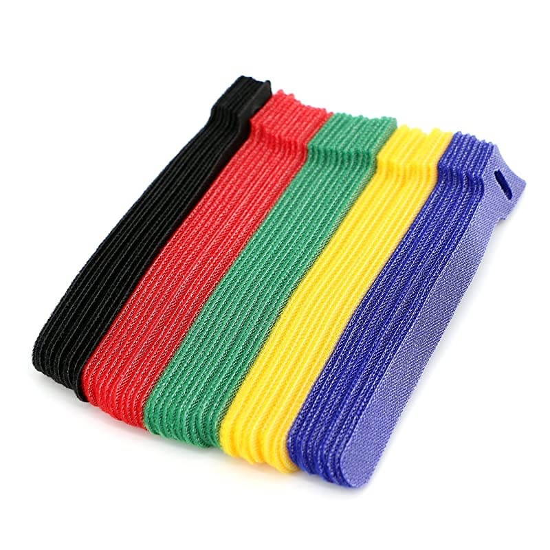 50pcs Reusable Fastening Adjustable Cable Ties Wire Management 7 Inch Multicolour