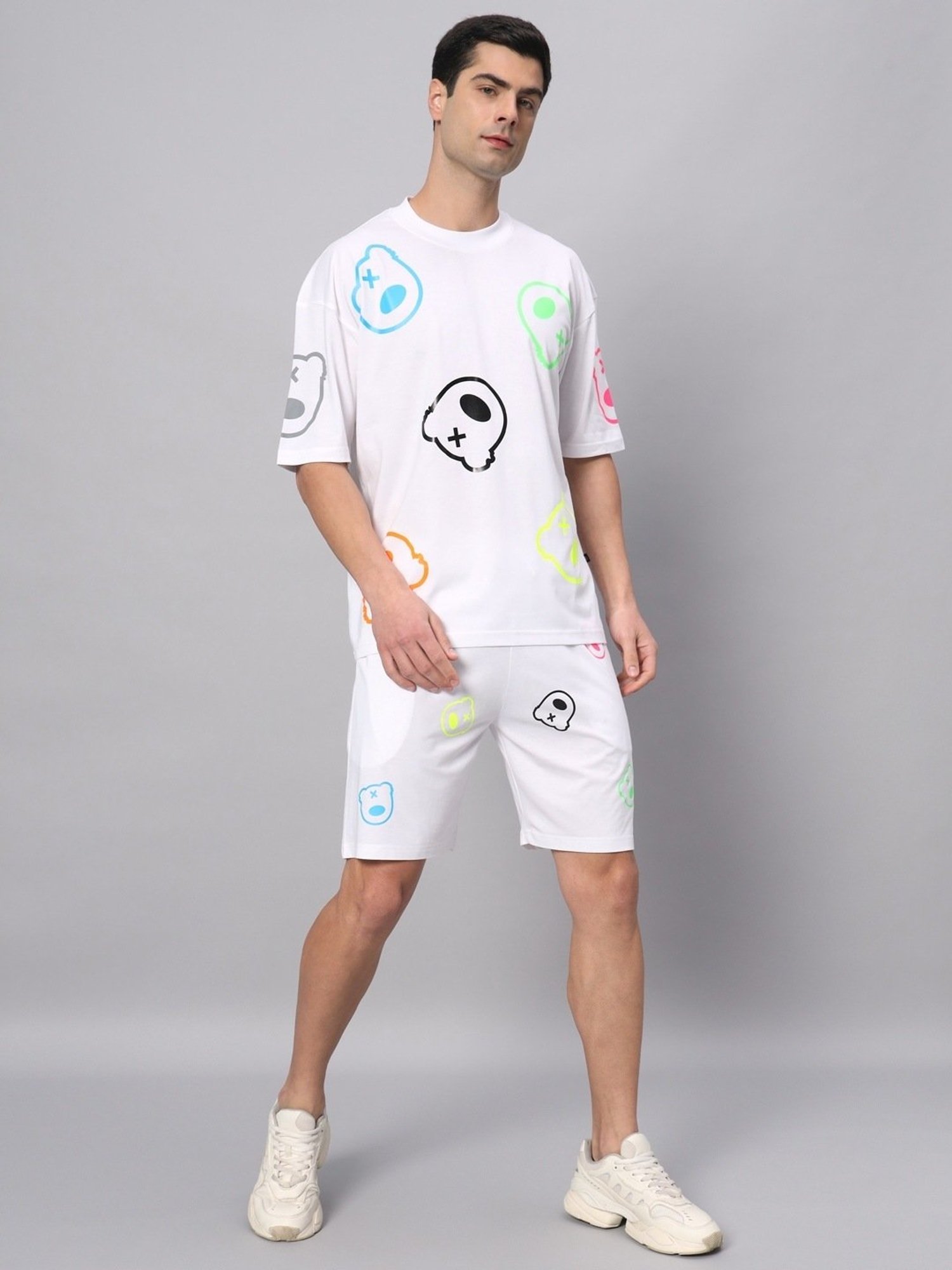 Griffel White Cotton Loose Fit Printed Co-Ord Set