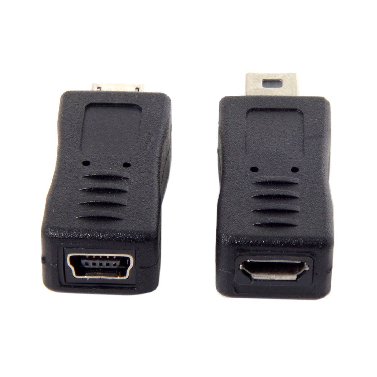 CHENYANG 2pcs Mini USB Male to Micro USB 5pin Female & Mini Female to Micro Male Extension Adapter Black