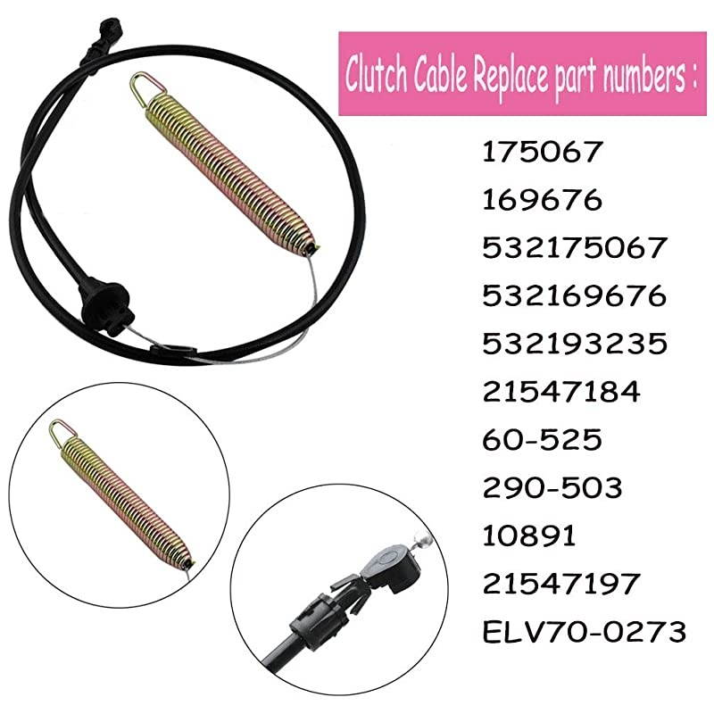 169676 Engagement Deck Clutch Cable Replace 532175067 175067 532169676 532193235 21547184 60525 290503 for Craftsman AYP Husqvarna Stens Poulan Lawn Mower