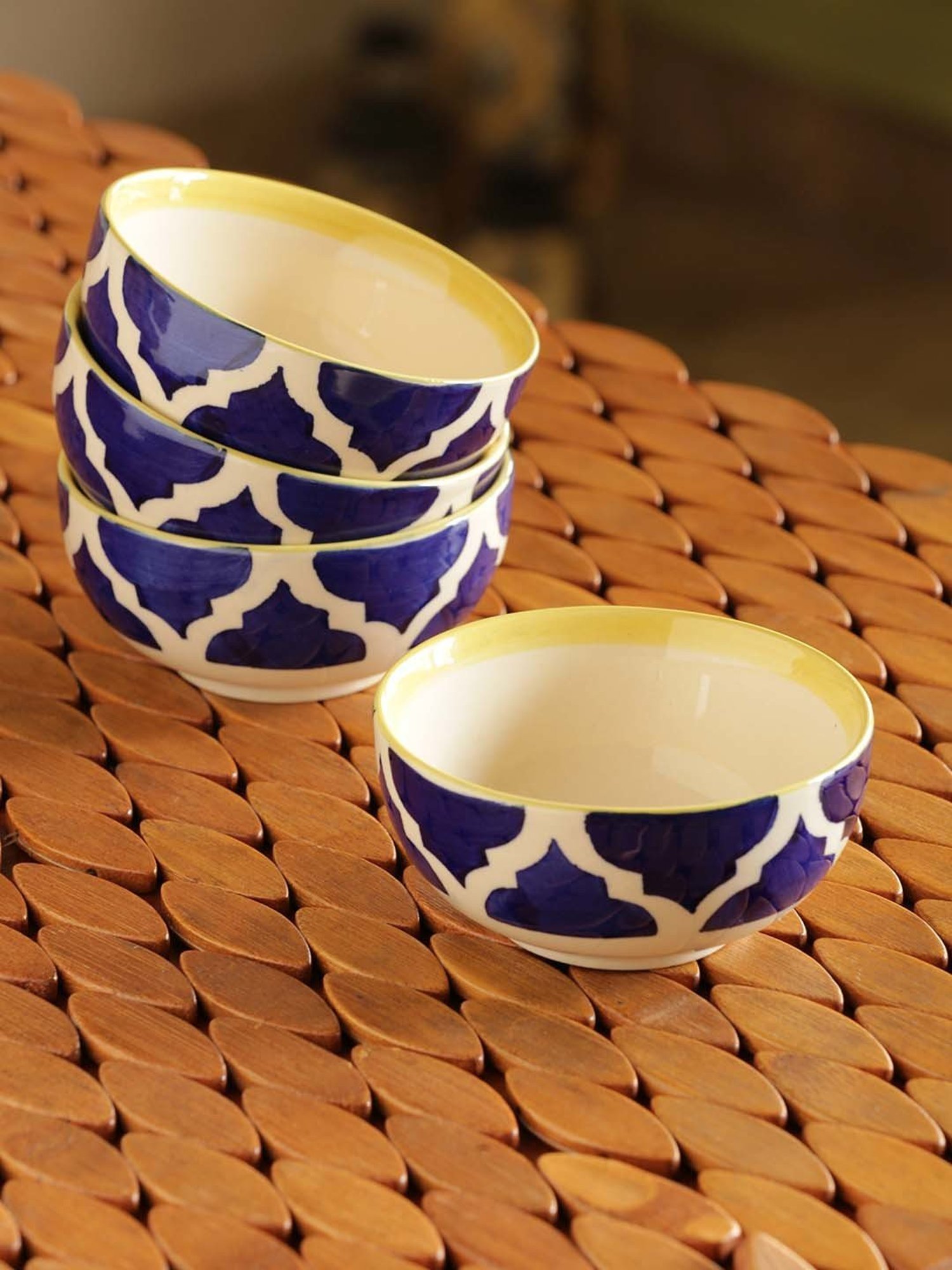 ExclusiveLane 'Four Mediterranean Bowls' Handpainted Serving Bowls In Ceramic (Set Of 4)