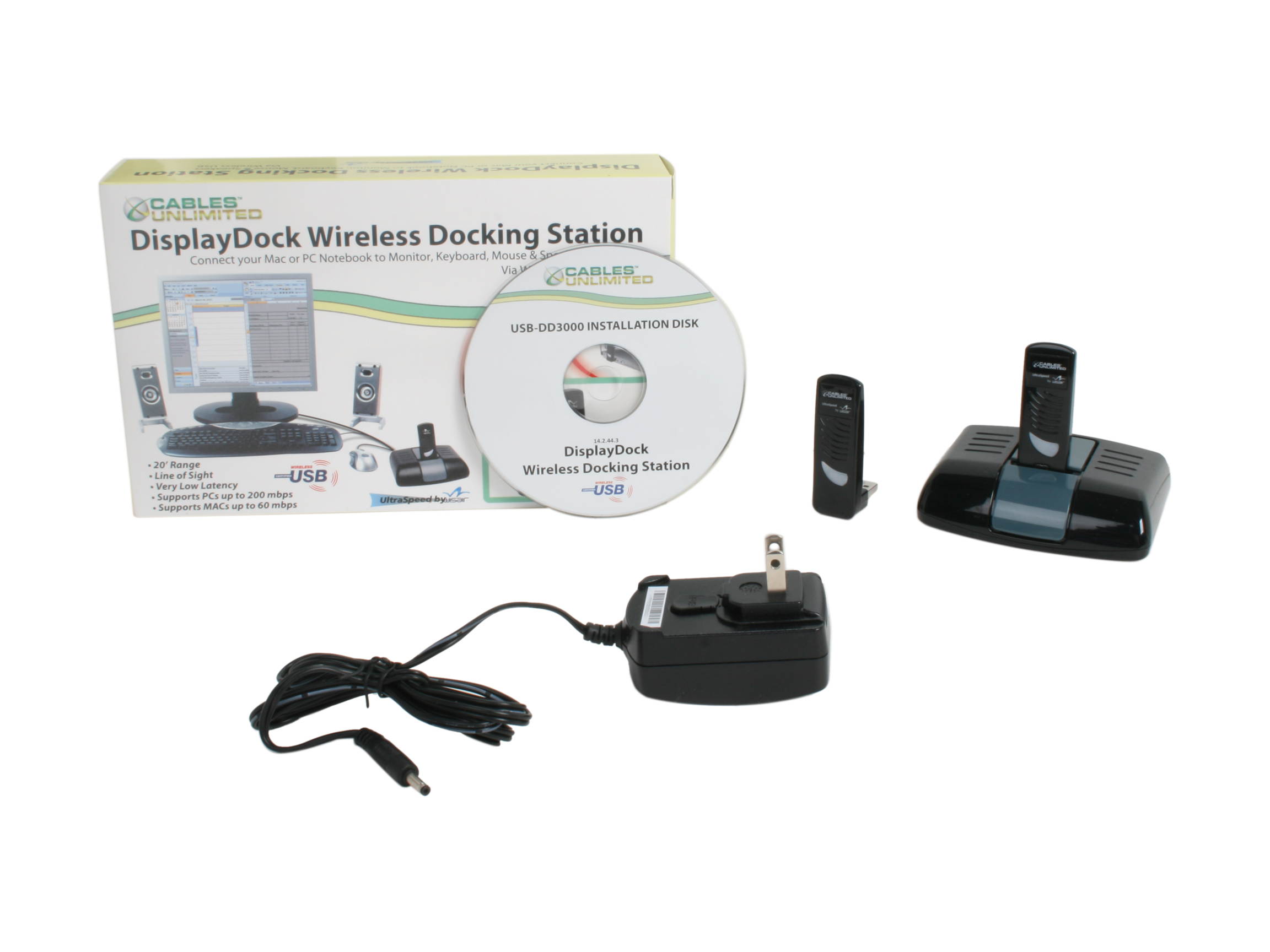 Cables Unlimited USB-DD3000 DisplayDock Wireless USB Docking Station with Video for PC