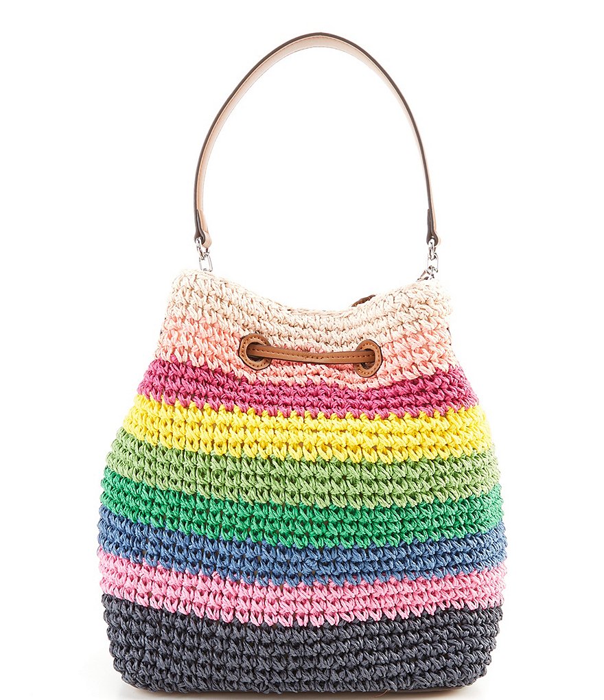 Lauren Ralph Lauren Debby Crochet Straw Drawstring Bag