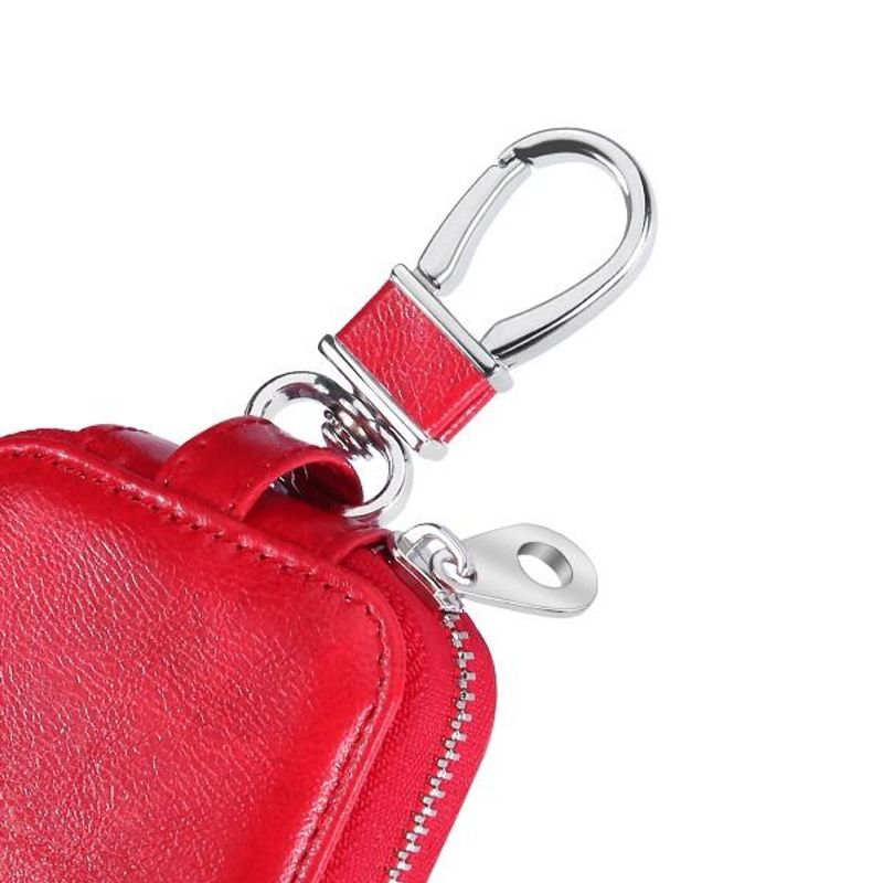 Valor Leather Full Protective Carrying Case w/ Hookups Compatible with Hookups Apple AirPods 1/2, Red