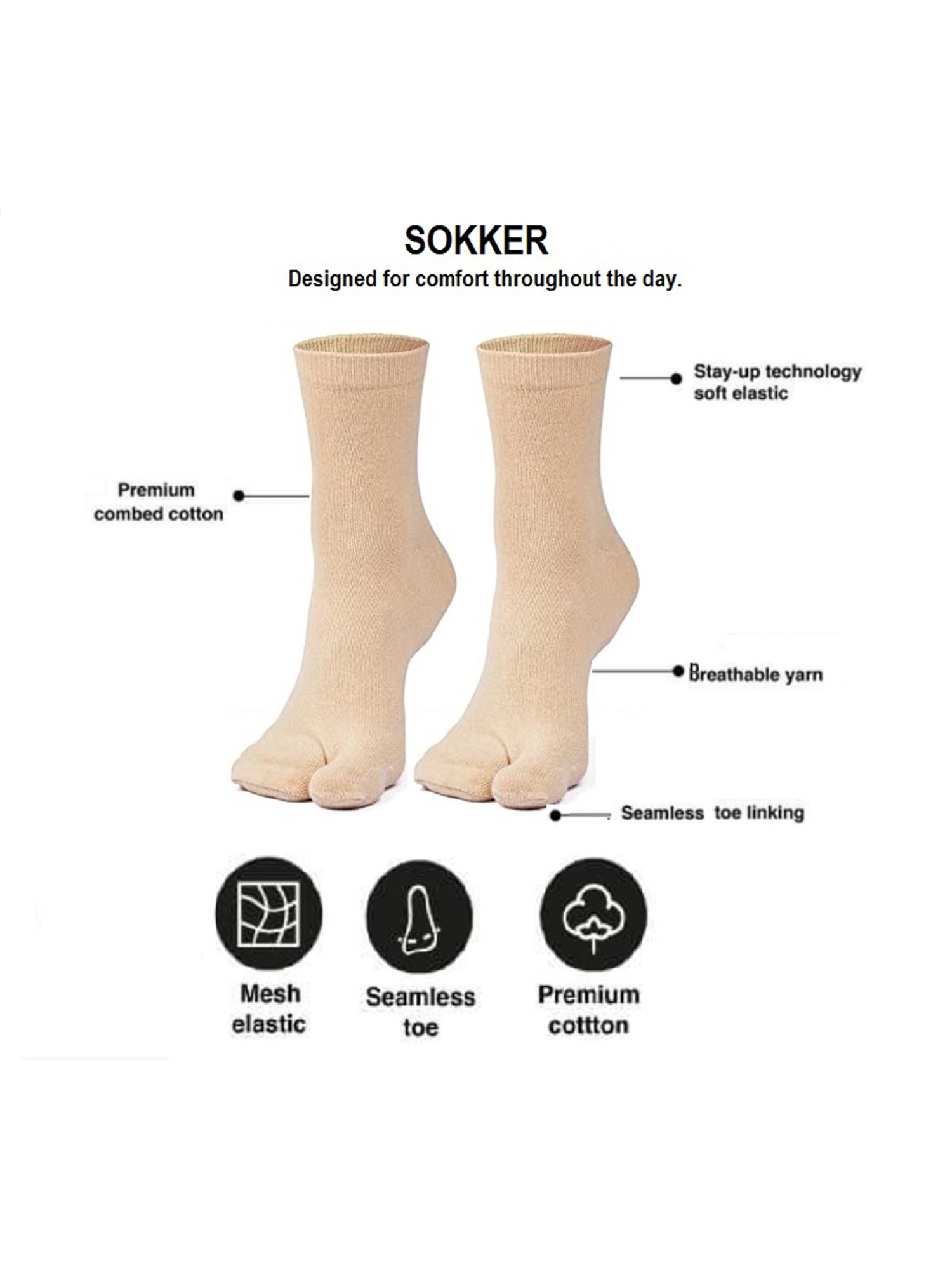 Sokker Beige Socks - Pack of 3