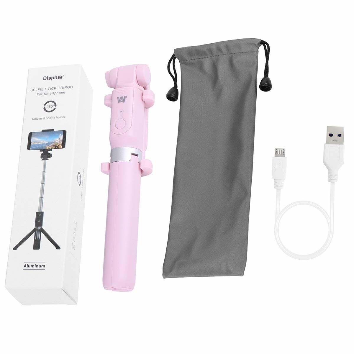 AICase Extendable Selfie Stick with Wireless Bluetooth Remote and Tripod Stand