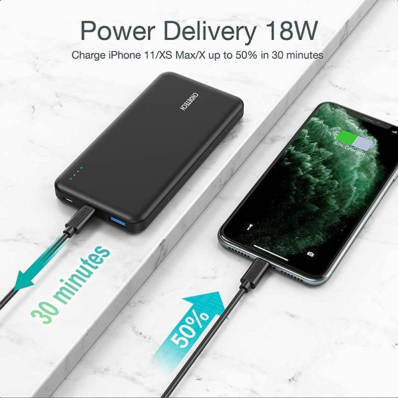 Power Bank USB C for iPhone 12,  10000mAh PD 18W Portable Charger QC 3.0 External Battery Pack Compatible with iPhone 12 Mini/12 Pro Max/11 Pro, Galaxy S20/S20 Ultra, iPad Pro,Nintendo Switch