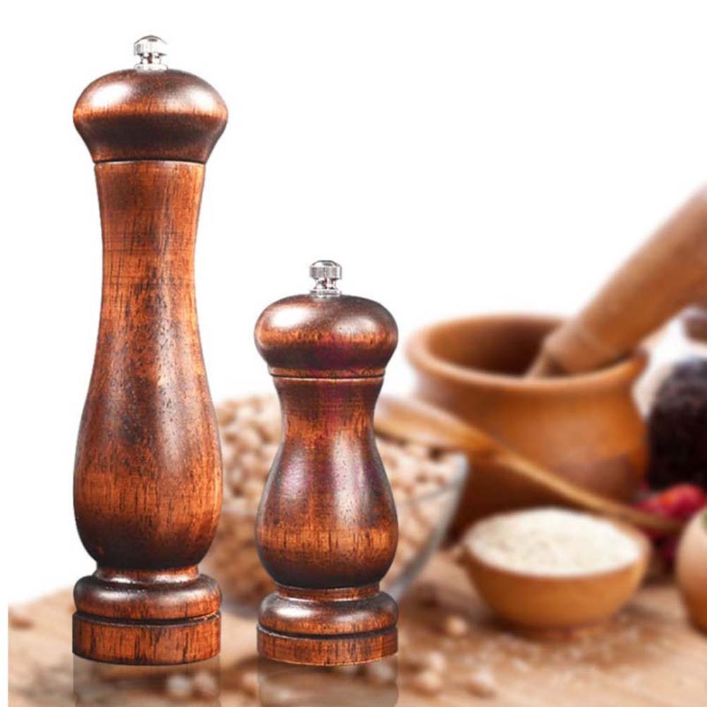 1pc Manual Wooden Pepper Grinder Pepper Mill Salt Container Kitchen Gadget for Home (5 Inches Brown)
