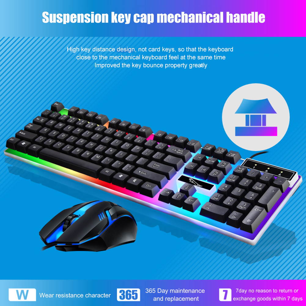 Brightup Wired Gaming Keyboard and Mouse Combo, Led Rainbow Backlit Keyboard Quiet Metal Keyboard & Gaming Mouse for PS5/PS4/Xbox/Pc Gamer/Computer/Laptop