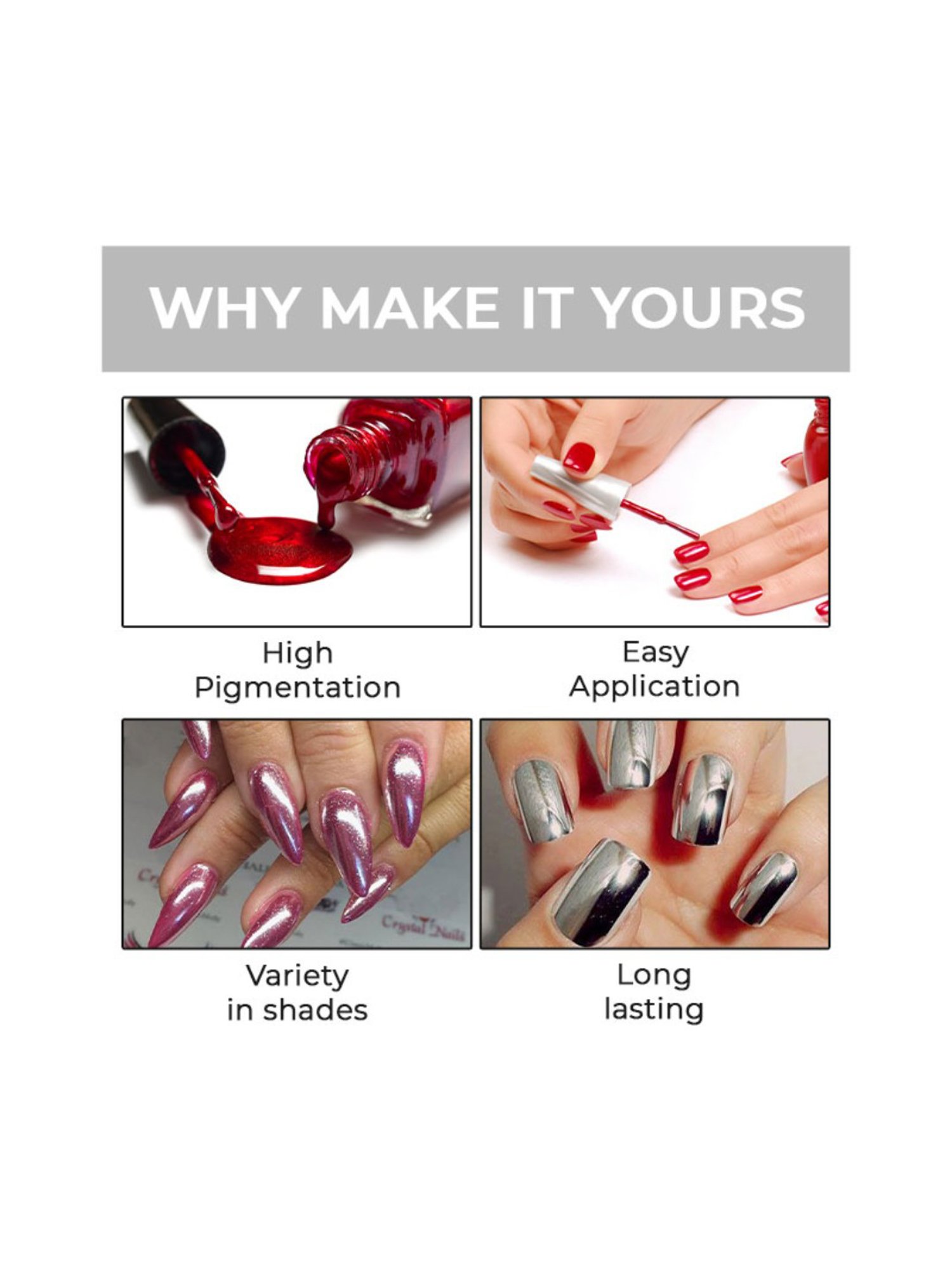 Matt Look Mirror Nail Chrome 12 Silver - 12 ml