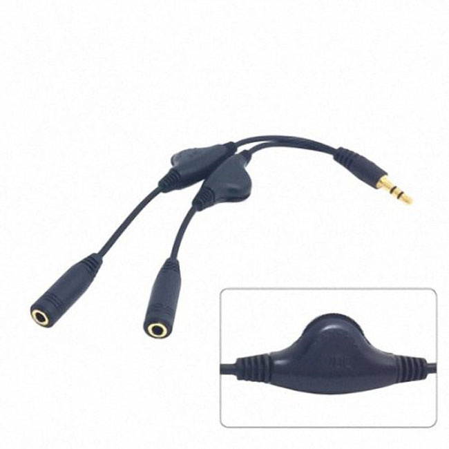 Jimier 3.5mm Stereo Male to Double 3.5mm Female Audio Headphone Y Splitter Cable with Volume Control Switch RC-120