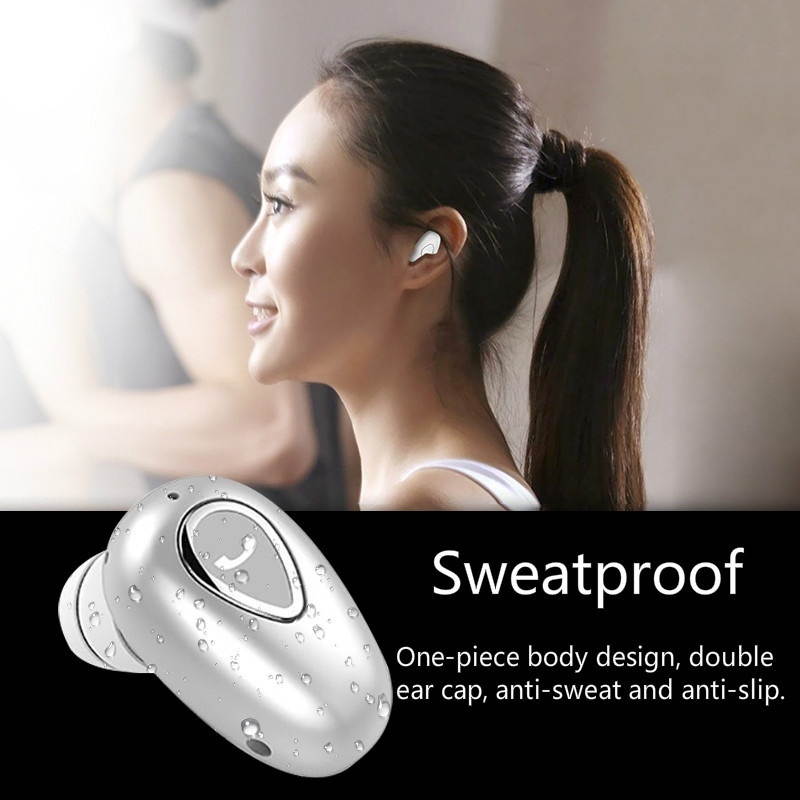 Zgeer Wireless Mini Bluetooth Earphone Earbuds Single Ear Headset with Microphone