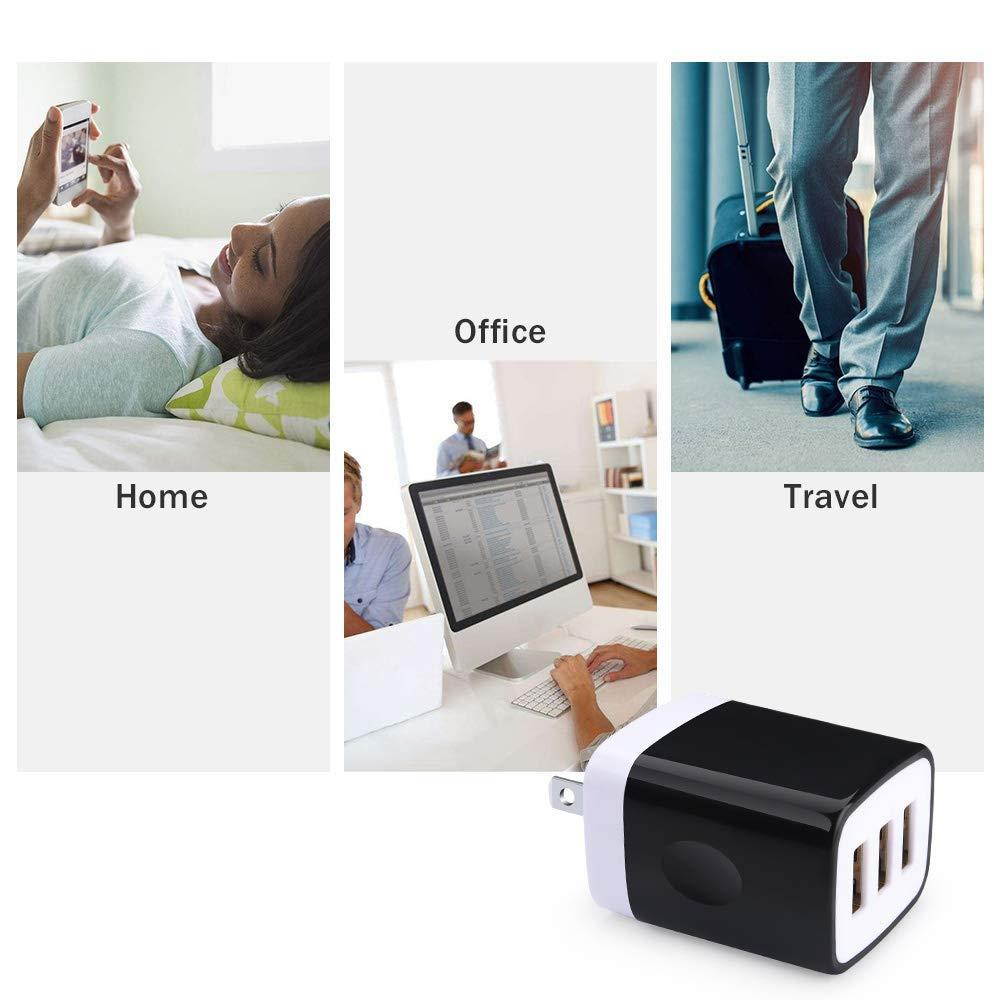 3 Port USB Wall Plug, GiGreen 3.1A Ultra Compact Charger Adapter Home Travel Charging Cube Block Compatible iPhone Xs X 8 7 6s Plus Samsung S9 S8 S7 S6 Note 8, LG, Nexus, One Plus, HTC, Moto, Nokia