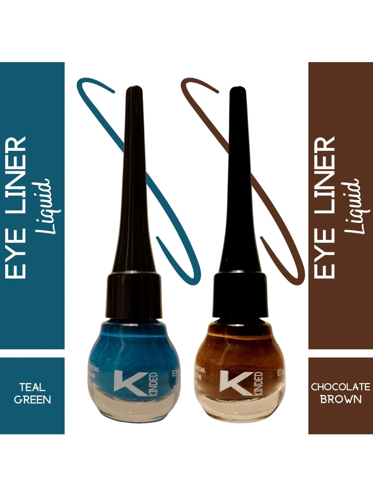 KINDED Liquid Eye Liner Teal Green & Chocolate Brown Combo