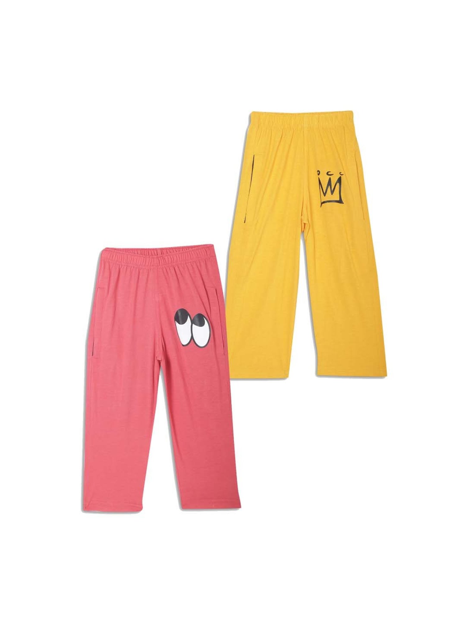 Pantaloons Junior Black Cotton Printed Trackpants