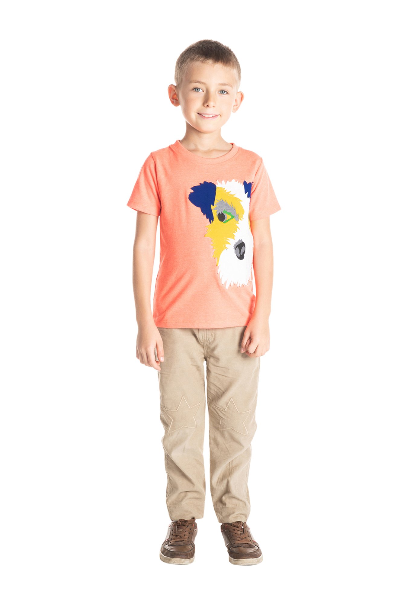 Cherry Crumble By Nitt Hyman Boys Orange Printed T-Shirt