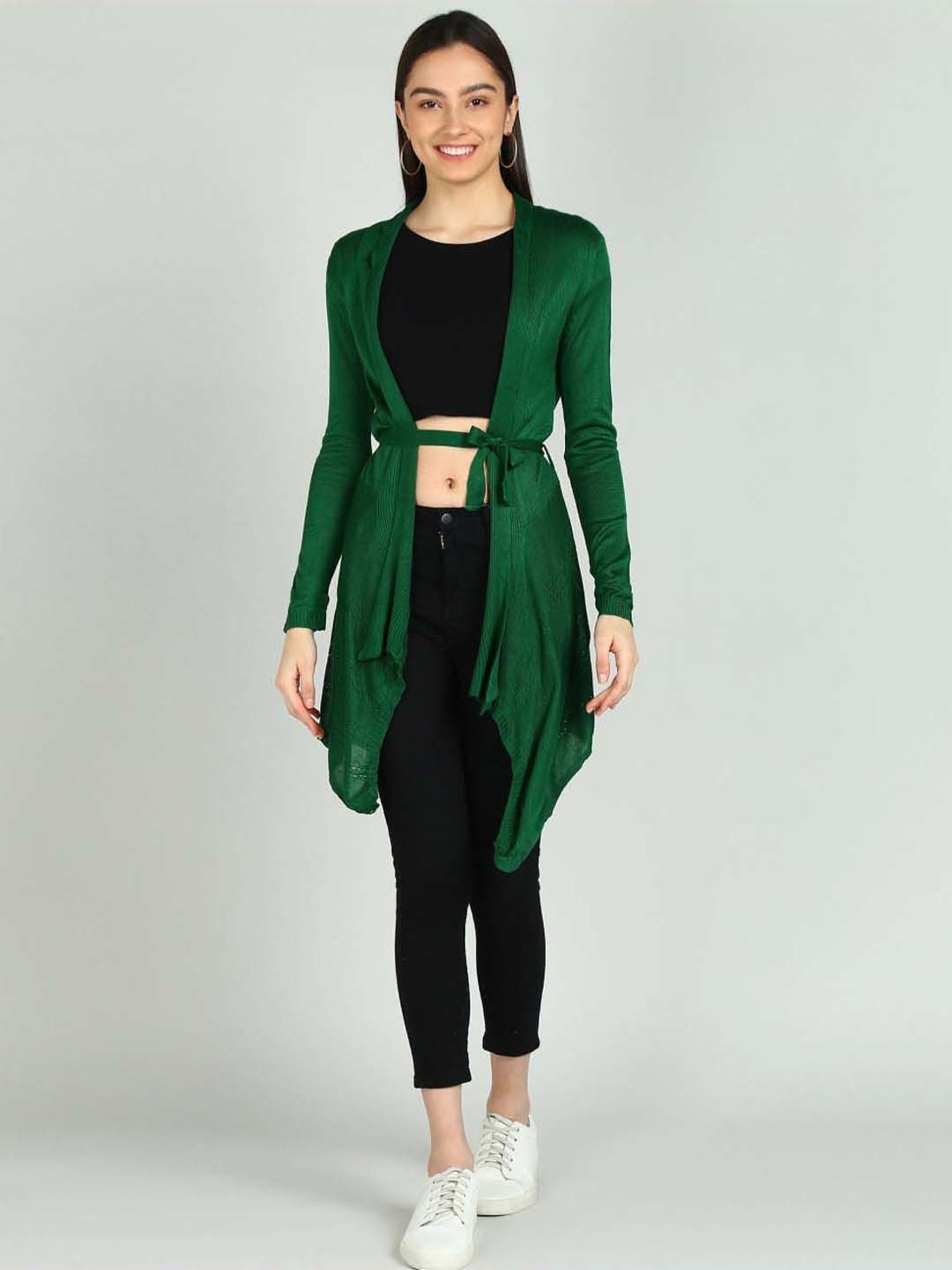 NEUDIS Green Self Pattern Long Shrug