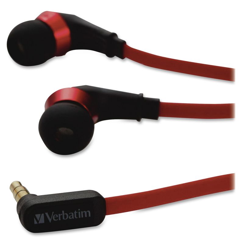 Tangle-Free Earphones - Red/Black - Stereo - Red, Black - Mini-phone - Wired - 20 Ohm - 5 Hz 22 kHz - Earbud - Binaural - In-ear - 4.30 ft Cable