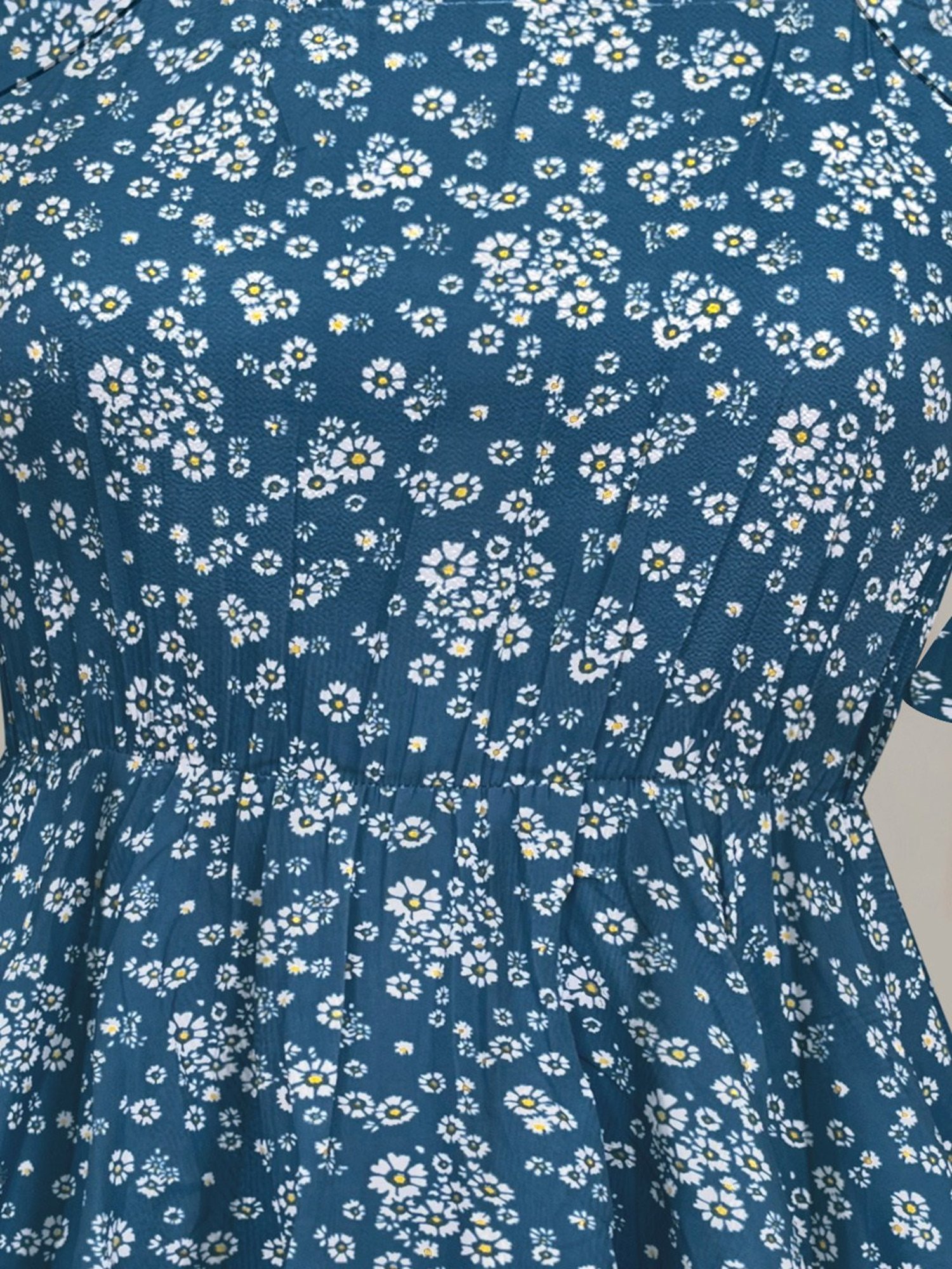 KERI PERRY Blue Cotton Floral Print Top