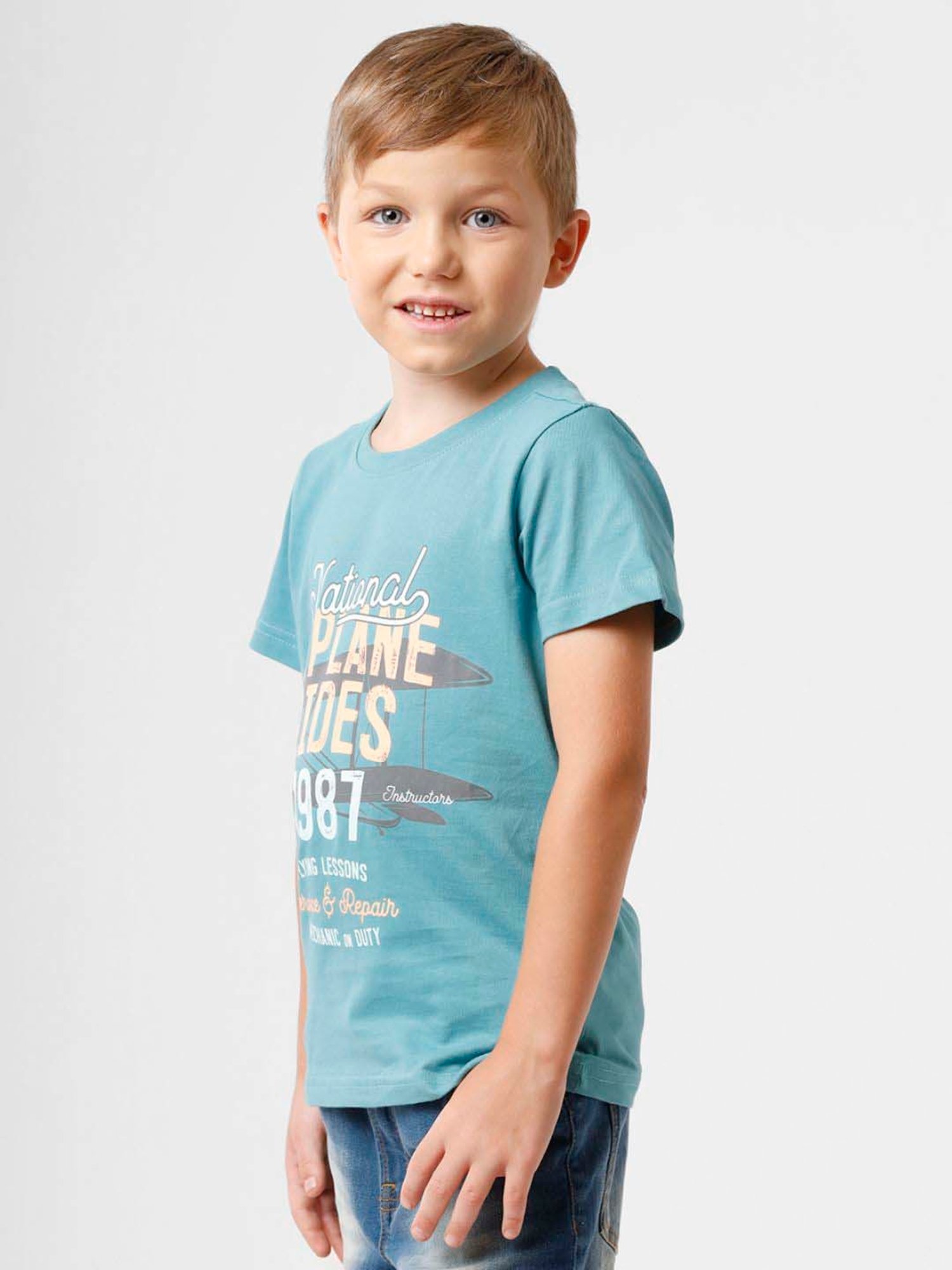 Kate & Oscar Kids Blue Cotton Printed T-Shirt