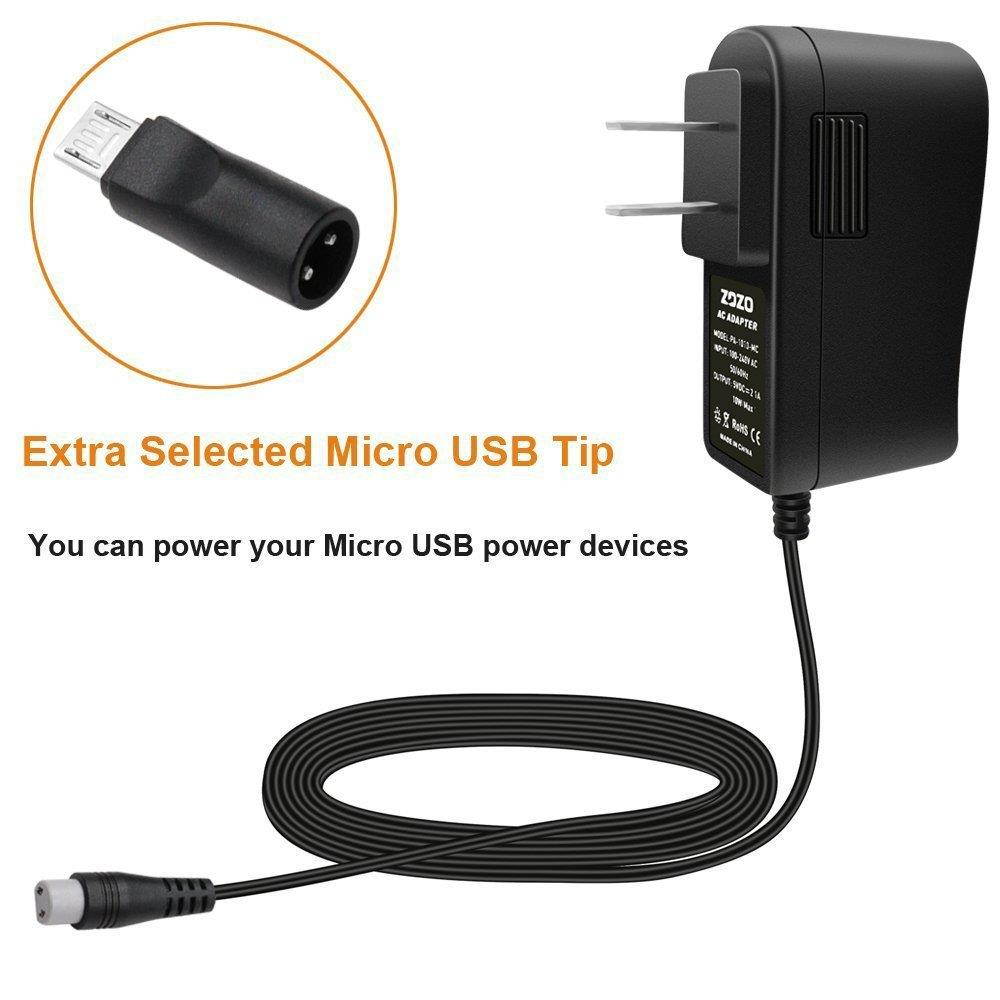 ZOZO 10W 5V2a (2000mA) Multi Tip Switching Replacement AC Power Adapter Wall Charger for Android Tablets Webcam Routers Toys Recorder Bluetooth Speaker and More DC 5v Devices